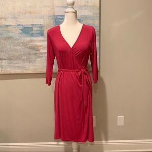 Fuchsia (hot pink) knit jersey dress.